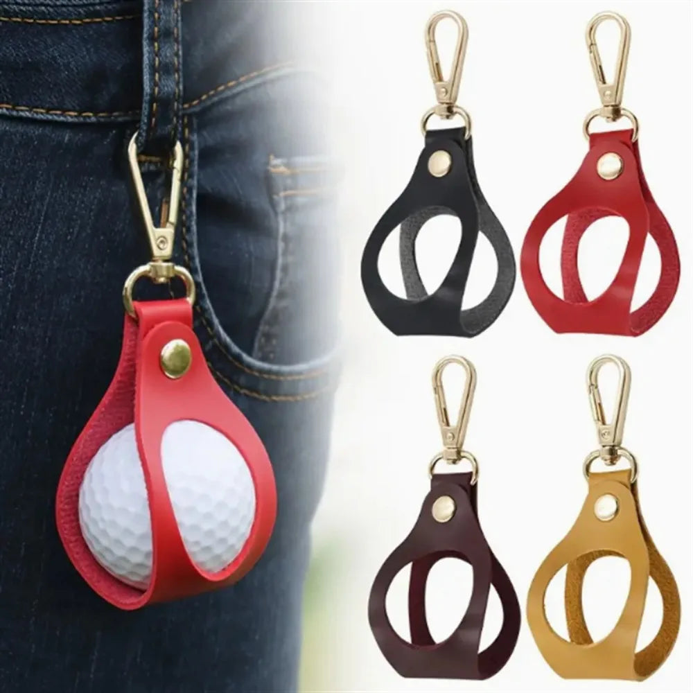 Leather Golf Ball Waist Bag – Clip-On Keychain Organizer