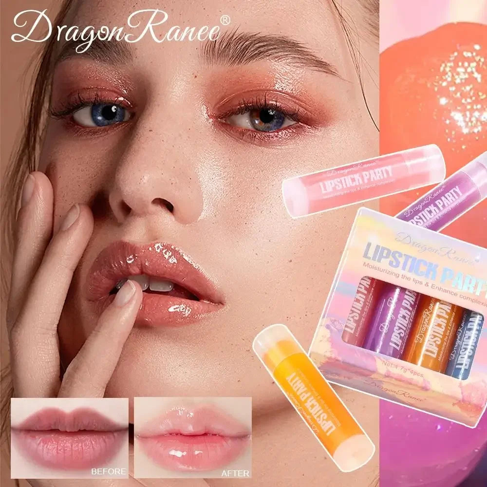Dragon Ranee Mirror Gloss Lipstick Set 4 Pcs – Shimmer & Hydration