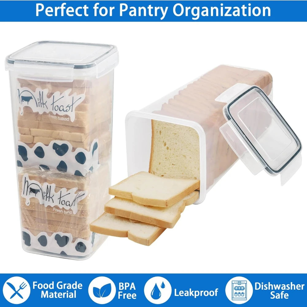 Clear Airtight Bread Box with Drawer Tray & Lid – Bread Loaf Storage Container