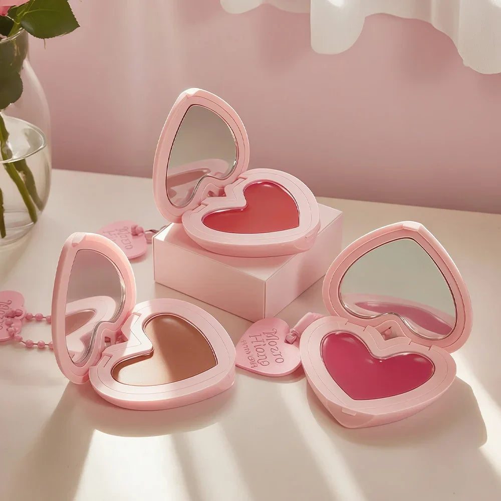 SAM SUGAR Heart-Shaped Cream Blush – Lip & Cheek with Mirror