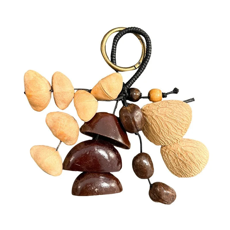 Natural Nut Shell Hand Rattle Wind Chime Pendant Fruit Handbell