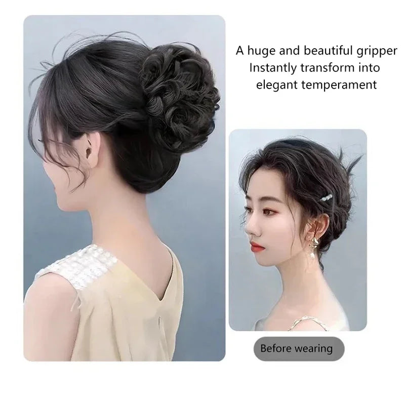 Messy Curly Synthetic Hair Bun Clip-In Hairpiece for Women