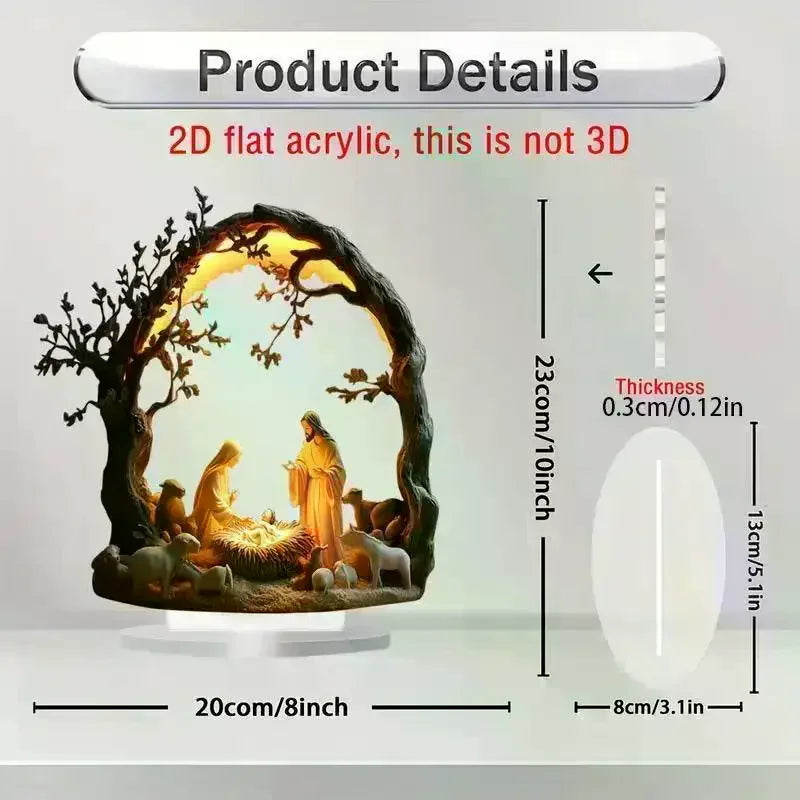 Acrylic Jesus Tree of Life Family Statue Desktop Ornament