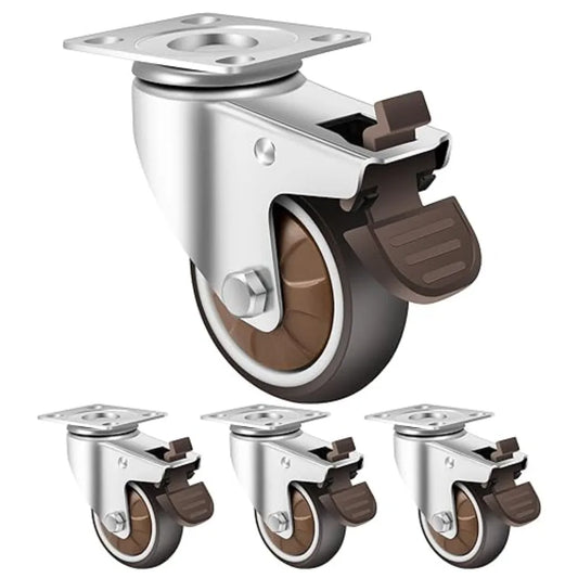 4-Pack Swivel Caster Wheels with Brake – Heavy Duty, 1"–2" Furniture Caster Wheels Oasis Select