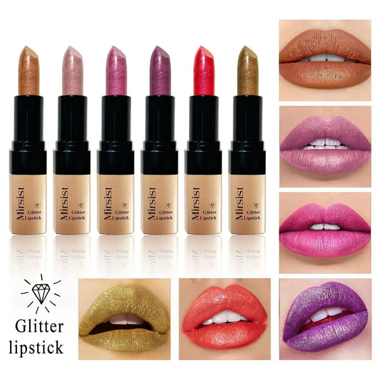 Mirsist Diamond Lip Gloss – Glitter Metallic Shine, 6 Colors Glitter Lip Gloss Oasis Select