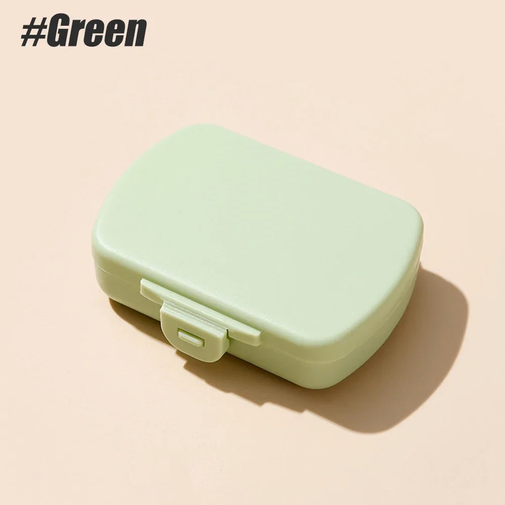 SPSPMA 1PCS Travel Pill Organizer, 6 Compartments Daily Pill Case, Portable Small Pill Box for Purse or Pocket Peaceful Pleasures Health and Wellness green