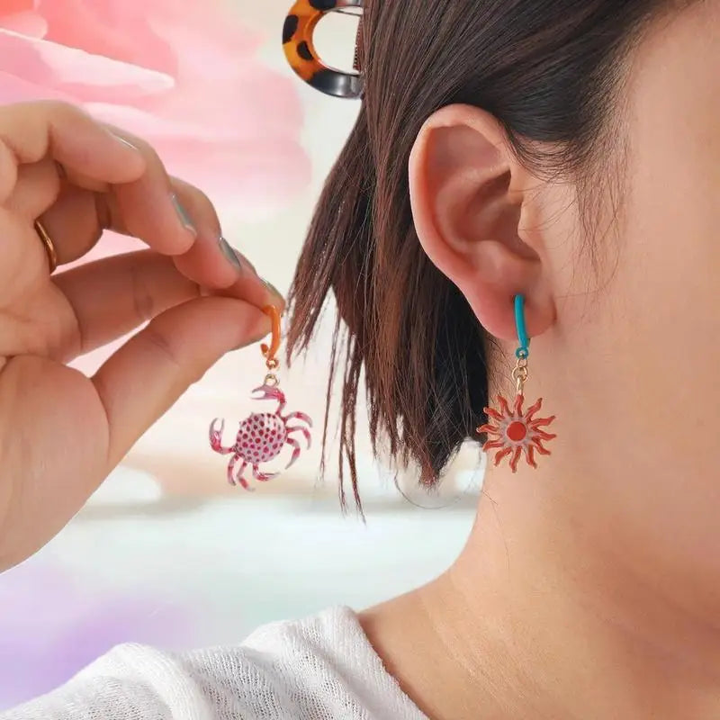 4-Piece Starfish & Crab Drop Earring Set | Women's Gift