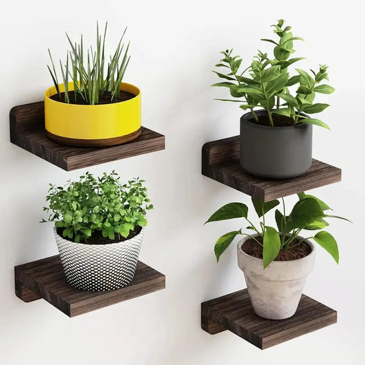 4-Pack Small Wood Floating Shelves – 5" Mini Wall Display Ledges Floating Wall Shelves Peaceful Pleasures Health and Wellness