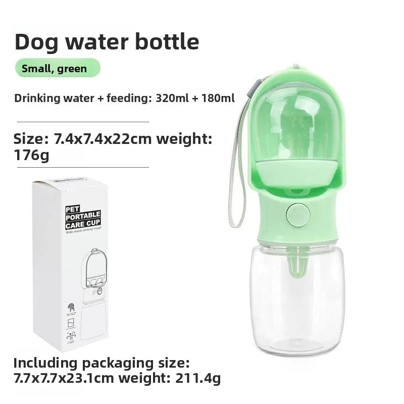 Portable Dog & Cat Water Bottle with Food Storage | Travel Pet Bowl