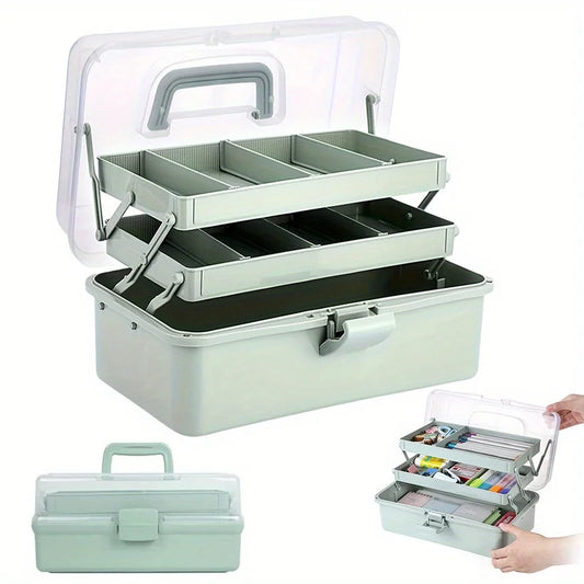 3-Layer Craft Organizer Box with Adjustable Dividers | Portable Craft Storage Organizer Peaceful Pleasures Health and Wellness