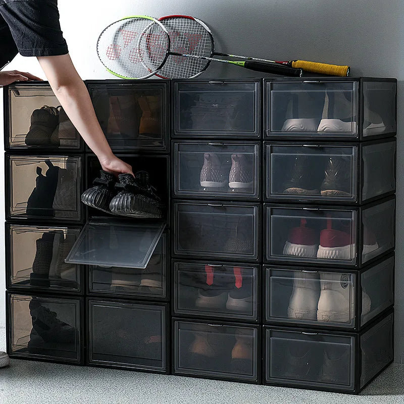 ‌Transparent Assembly Sneaker Organizer Flip Top Basketball Shoe Display Box Showcase Collectibles Unisex Home Décor Essential Peaceful Pleasures Health and Wellness