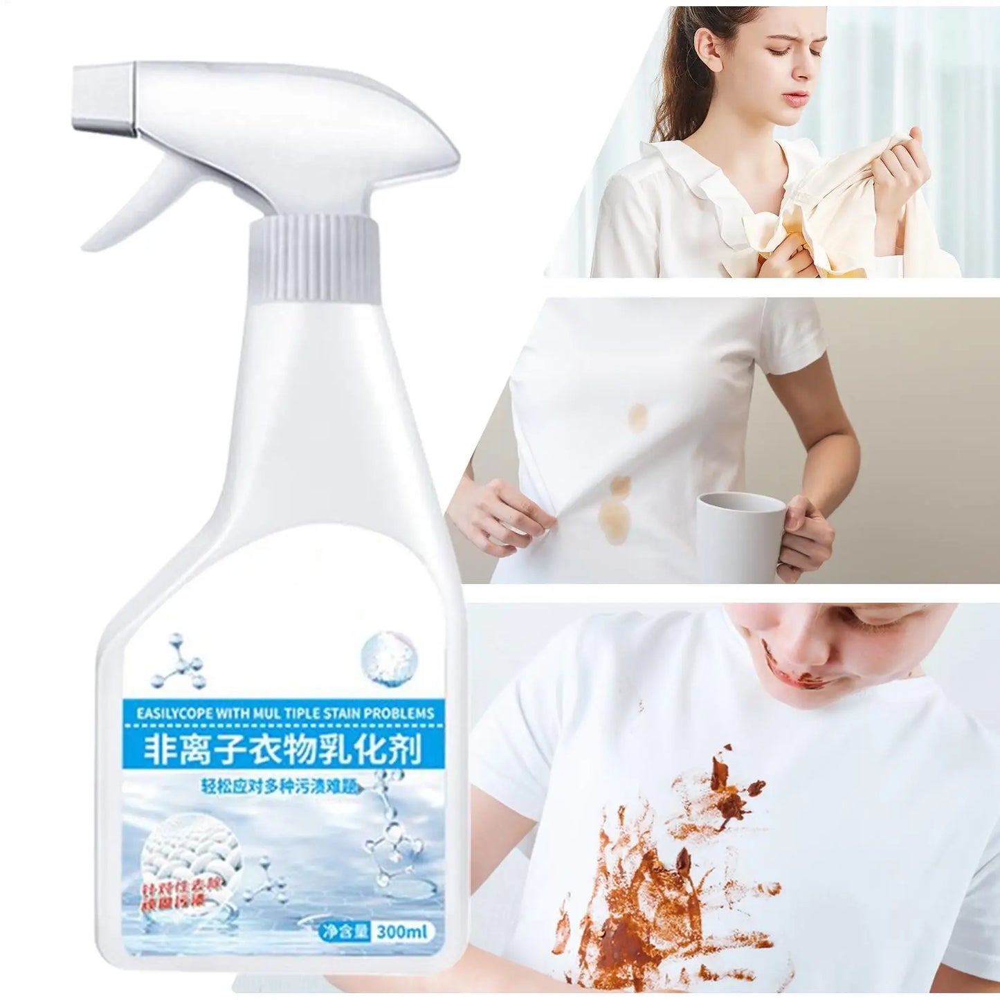 300ml Laundry Stain Remover Spray, Powerful Spot Cleaner for Fat Oil Blood Coffee Grease, Housekeeping Cleaning Supplies Peaceful Pleasures Health and Wellness