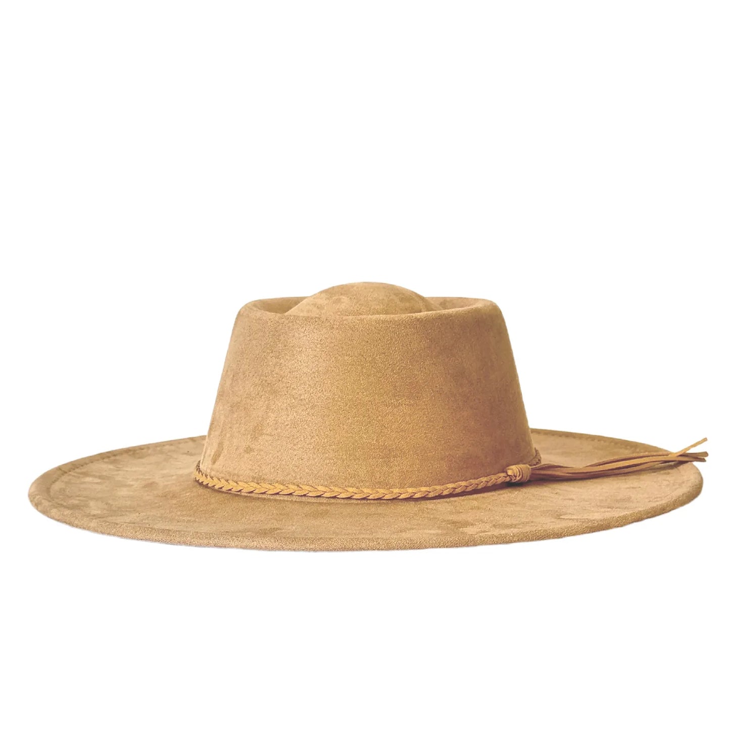 Vegan Suede Fedora Hat | Rhinestone Wide Brim Pork Pie