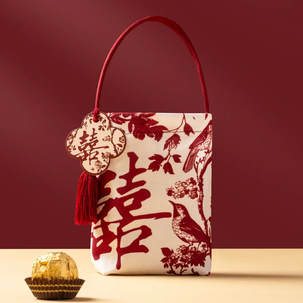 Chinese Velvet Wedding Candy Gift Bag | Elegant Favour Pouch