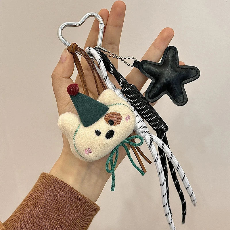 Kawaii Bear Plush Keychain – Cute Stuffed Animal Bag Pendant