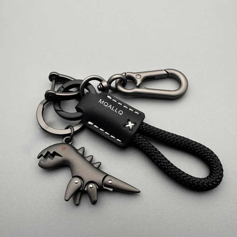 Cute Cartoon Dinosaur Keychain – Zinc Alloy & Leather Rope