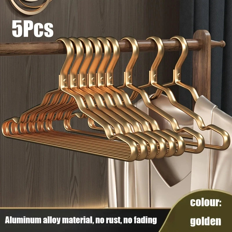 Heavy Duty Metal Clothes Hangers | Smooth Aluminum Coat Hangers Metal Clothes Hangers Peaceful Pleasures Health and Wellness 5Pcs-Gold