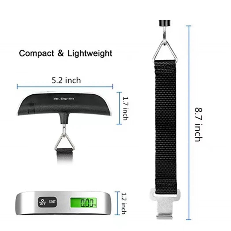 1pcs Portable Scale Digital LCD Display 110lb/50kg Electronic Luggage Hanging Suitcase Travel Weighs Baggage Bag Weight Balance Peaceful Pleasures Health and Wellness