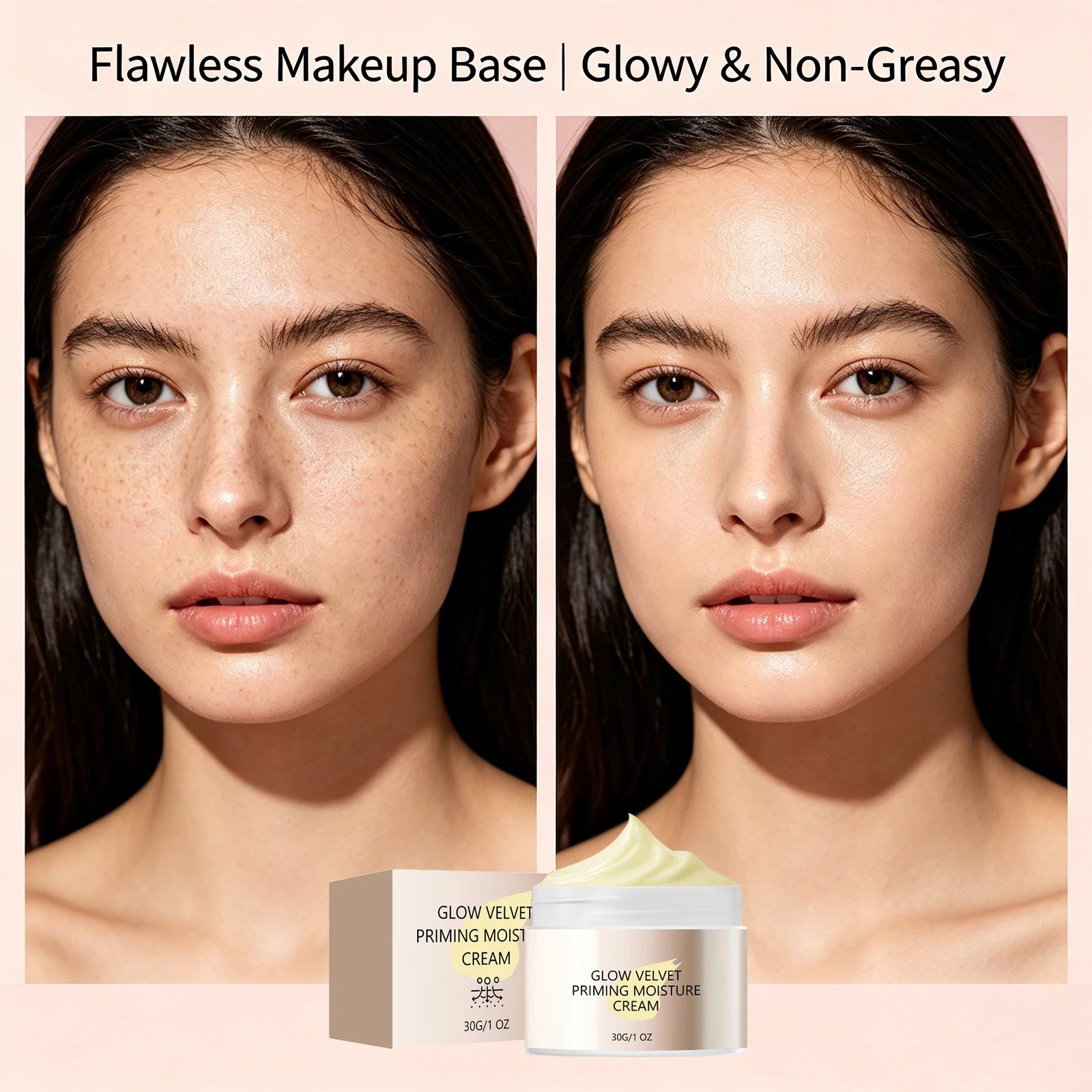 Velvet Primer Moisturizer Invisible Pore Oil Control Long-Lasting Hydrating Face Primer for Smooth Radiant Skin Face Cream Peaceful Pleasures Health and Wellness