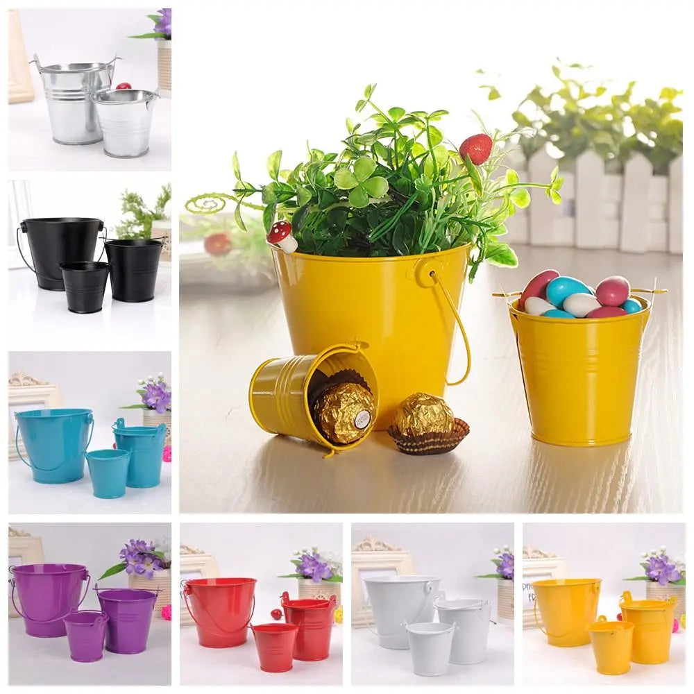 Vintage Tinplate Hook Flower Pot | Mini Pastoral Garden Planter