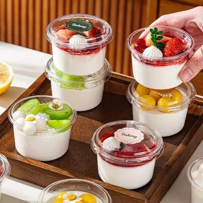 50-Pack 150ml Clear Disposable Dessert Cups with Lids