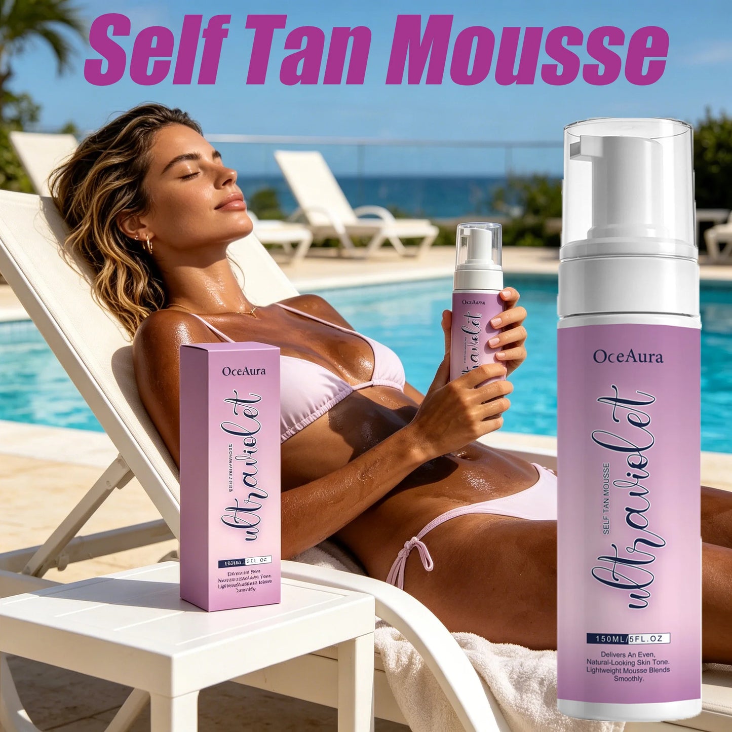 Sunless Self Tan Mousse – Instant Bronze Glow, Hydrating Foam Peaceful Pleasures Health and Wellness