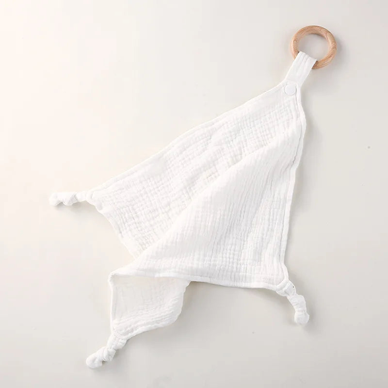 Wooden Ring Baby Drool Bib & Burp Cloth – Soft Cotton Washcloth