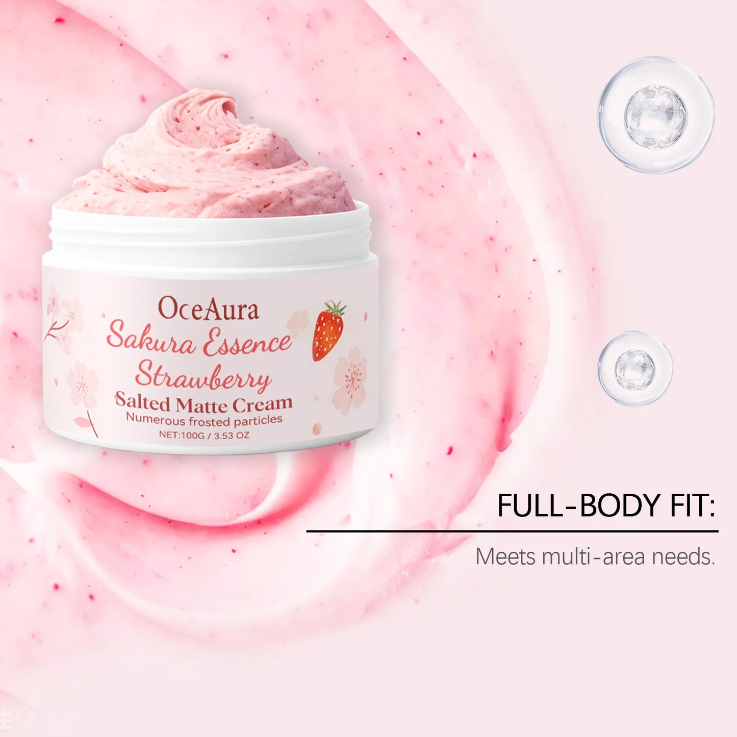 OceAura Sakura Strawberry Body Scrub – Exfoliate & Moisturize