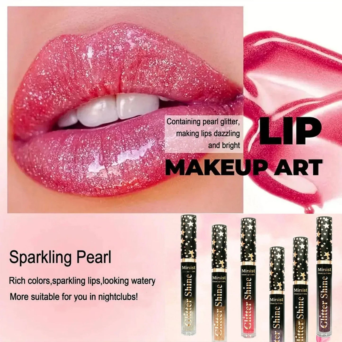 6-Piece Pearl Lip Glaze Set – Hydrating Liquid Lipstick Gloss
