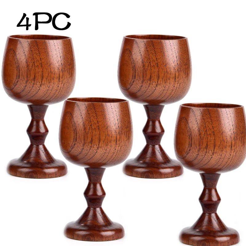 Handmade Natural Spruce wood Goblet Cup Environmental Classical Wine Glass Round Red Wine Teapcup Solid Wooden Goblets Drinkware Peaceful Pleasures Health and Wellness
