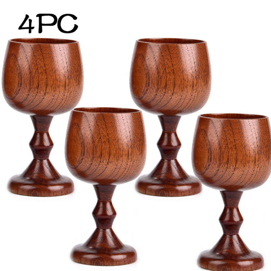 Handmade Natural Spruce wood Goblet Cup Environmental Classical Wine Glass Round Red Wine Teapcup Solid Wooden Goblets Drinkware Peaceful Pleasures Health and Wellness