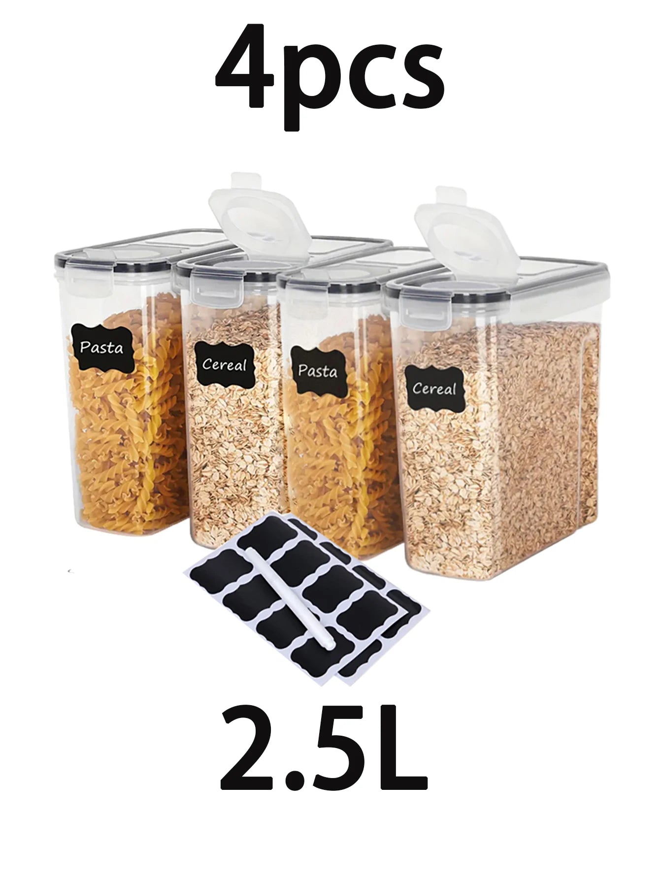 4pcs 2.5L Large Airtight Food Storage Containers with Lids Kitchen Storage Peaceful Pleasures Health and Wellness United States 4pcs2.5l