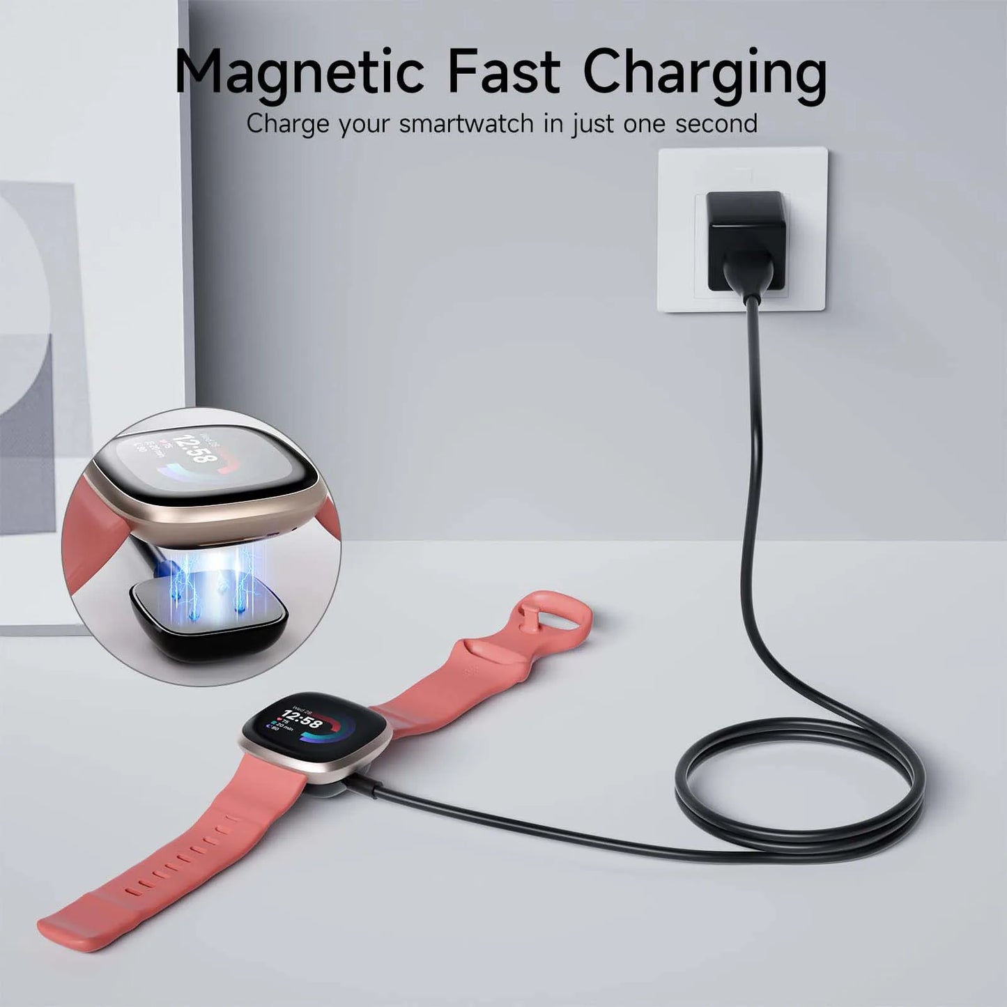 Charger for Fitbit Versa 4 / Sense/Versa 3 / Sense 2 Replacement Smart Watch Charger Dock Stand Charging Cable Peaceful Pleasures Health and Wellness