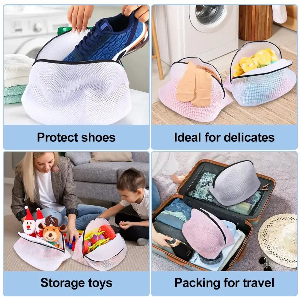 Mesh Shoe Laundry Bags with Zip Closure – Set of 3