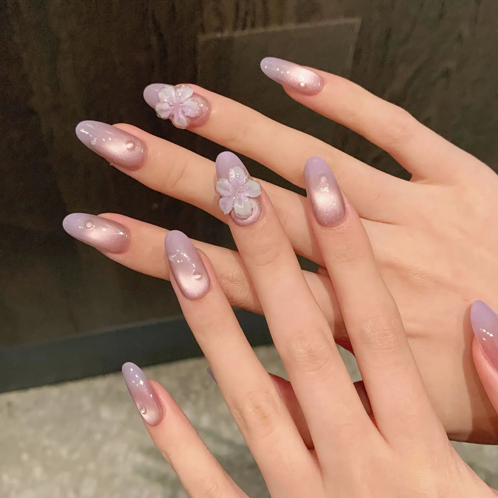 10Pcs Handmade Nude Pink Press on Nails Ins Carved Petal Design Fake Nails Wearable Full Cover French Almond False Nail Tips Peaceful Pleasures Health and Wellness