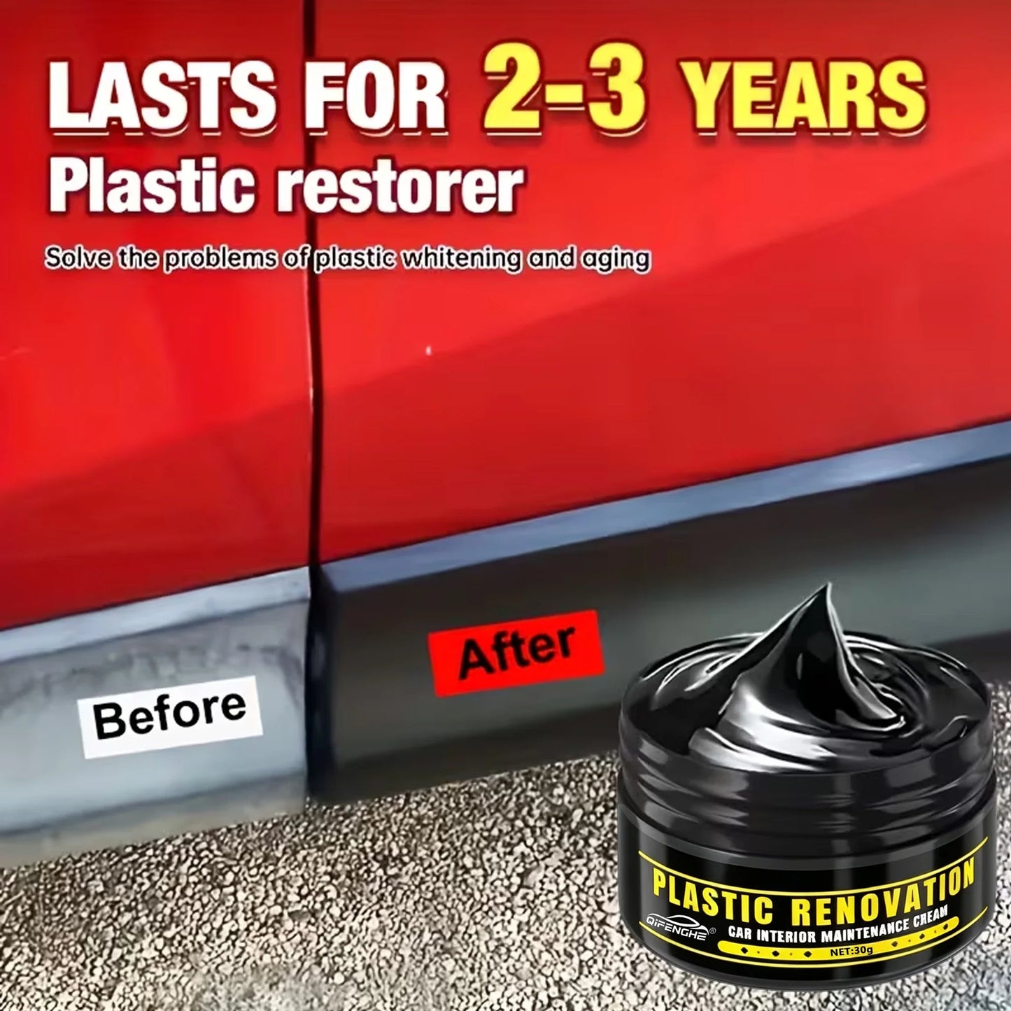 Car Plastic Trim Restorer & Black Interior Polish Wax