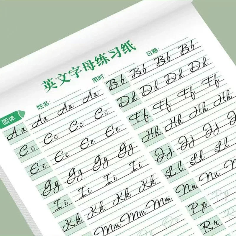 18-Page Cursive English Calligraphy Learning Book Letter Handwriting