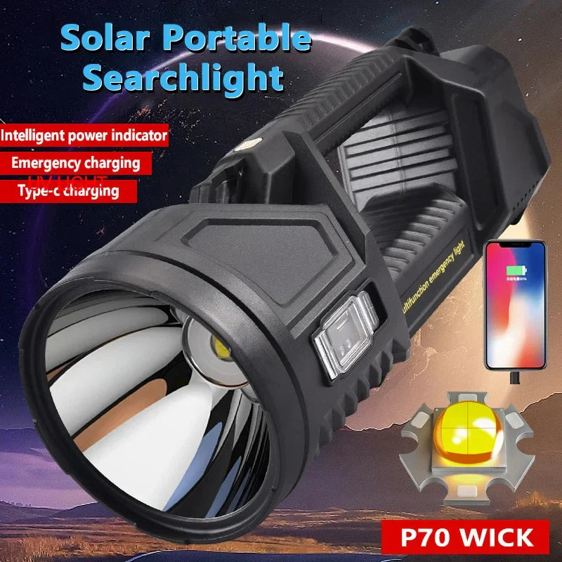 POCKETMAN XHP70 Solar LED Searchlight – USB Rechargeable Lantern