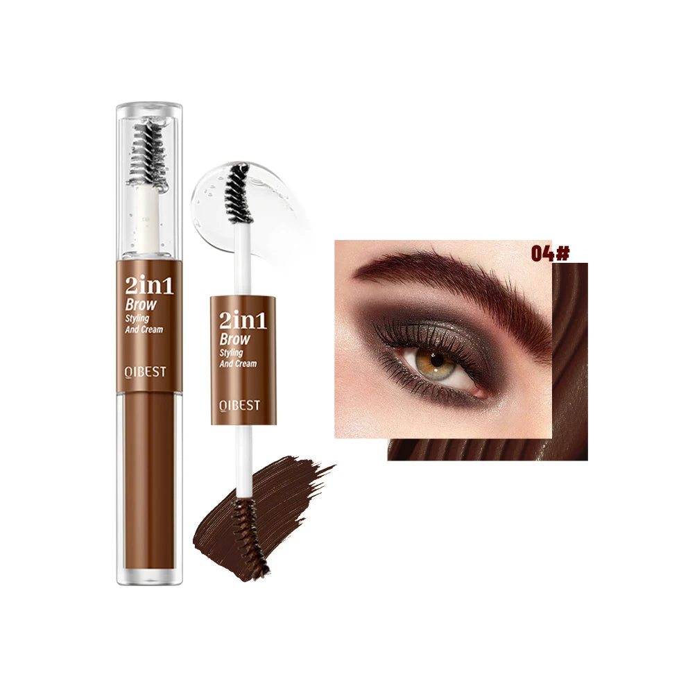 QIBEST Double-head Eyebrow Styling Cream Waterproof 3D Eyebrow Tattoo Tint Setting Gel Wild Brow Pomade Quick-drying Cosmetics Peaceful Pleasures Health and Wellness 04