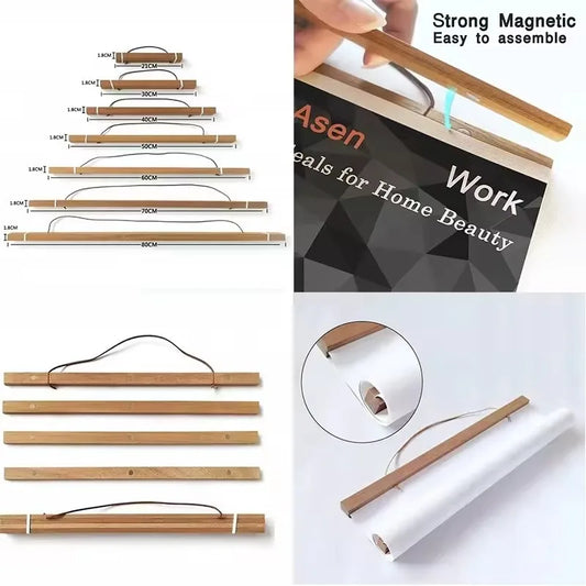21-90cm Painting Frame Magnetic Wooden Hanger Wood Photo Super Magnetic Painting Canvas Poster Frame Canvas Frame Art Hanger Peaceful Pleasures Health and Wellness