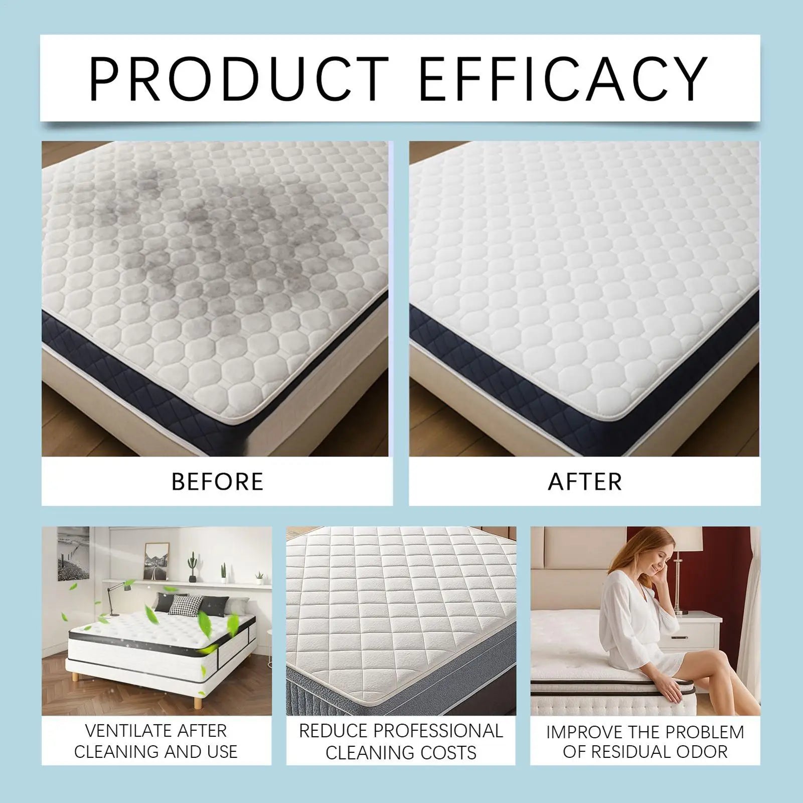 Powerful Mattress Stain Remover, Dry Cleaning Foam Eliminator, Upholstery Clothes Coffee Red Wine Urine Cosmetics Fabric Care Peaceful Pleasures Health and Wellness