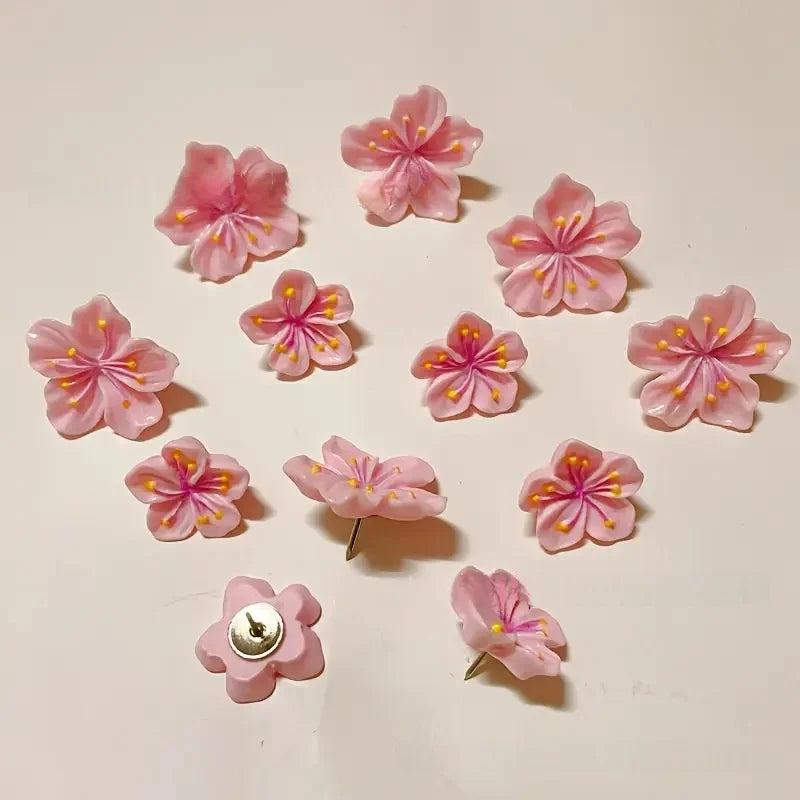 Bview Art Resin Peach Blossom Thumbtacks Creative Push Pins
