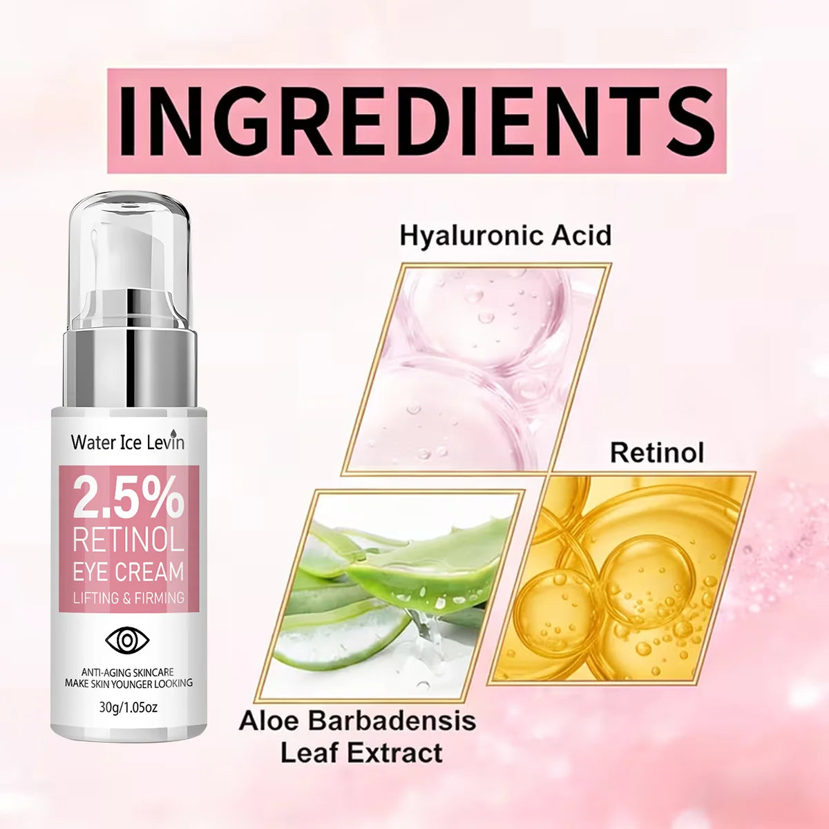 2.5% Retinol Eye Cream – Firming & Hyaluronic Acid | 30g Anti-Aging Eye Cream Peaceful Pleasures Health and Wellness