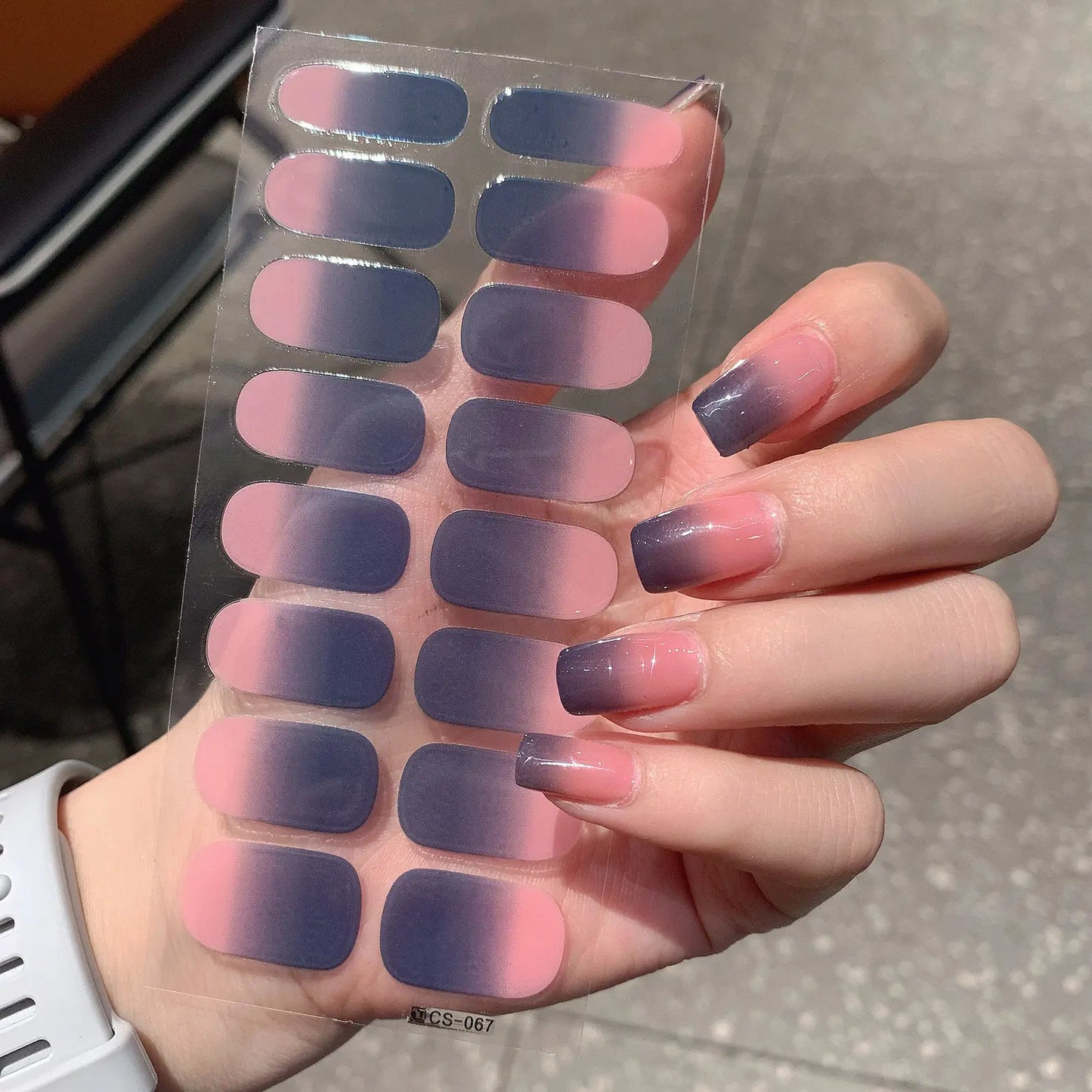 1 Sheet Semi Cured Wrap Gradient Nail Sticker Multi Color Solid Gel Full Cover Slider No Need UV Lamp Cured Fast Gel Nail Decal Peaceful Pleasures Health and Wellness Cs67