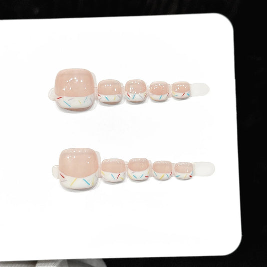 French Press-On Toenails Crystal Nude Pink – 12pc Set Press-On Toenails Peaceful Pleasures Health and Wellness