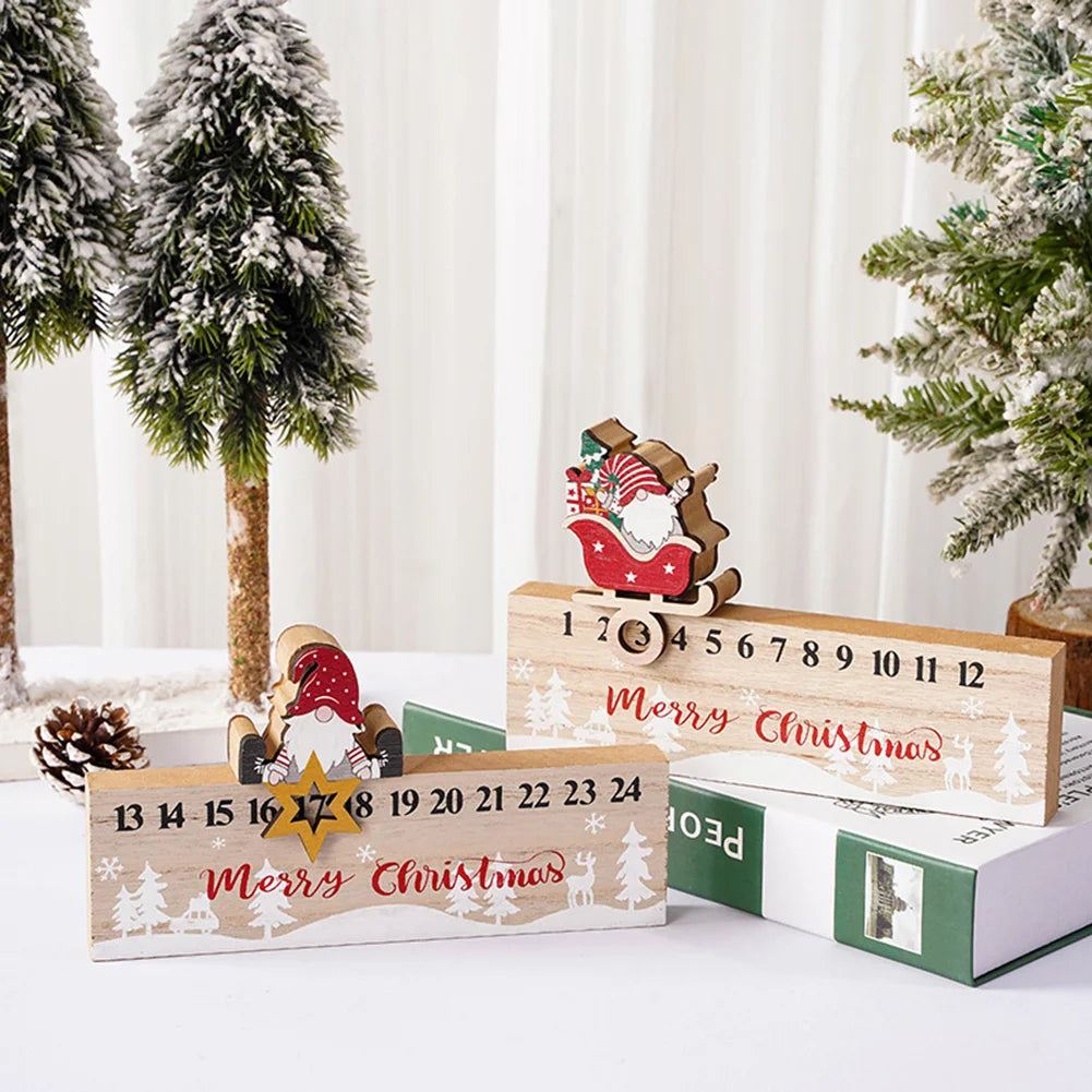 Fun Calendar Wooden Santa Countdown To Xmas Calendar Reusable Sturdy Festive Advents Calendar Desk Decoration Festive Home Decor Peaceful Pleasures Health and Wellness