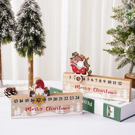 Fun Calendar Wooden Santa Countdown To Xmas Calendar Reusable Sturdy Festive Advents Calendar Desk Decoration Festive Home Decor Peaceful Pleasures Health and Wellness