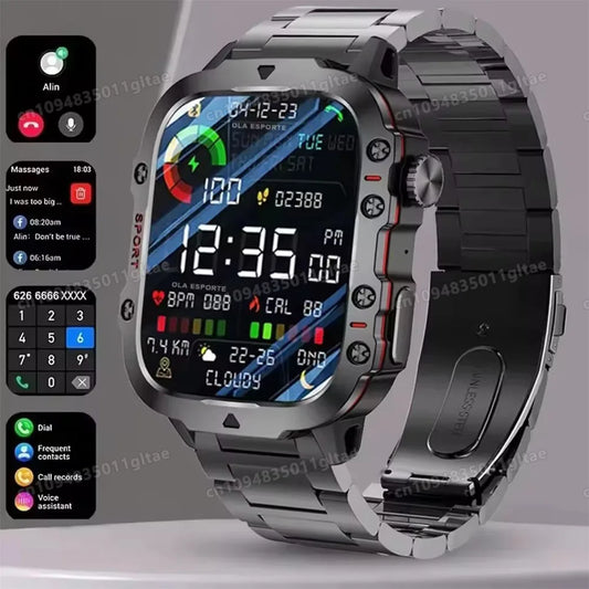 Military Men Smart Watch Bluetooth Call Fitness Clock Heart Monitor 5ATM Swim Waterproof Sport Smartwatch for IOS Android 2026 Peaceful Pleasures Health and Wellness