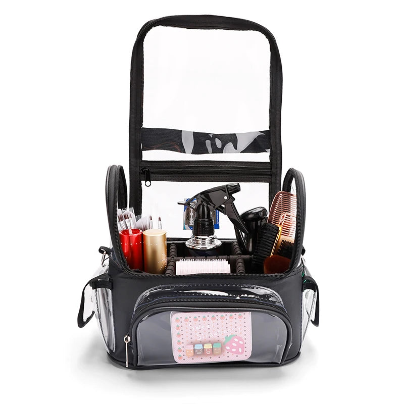 Professional Dividers Makeup Brush Case Makeup Artist Travel Clear Waterproof Cosmetic Organizer Bag with Adjustable Strap Peaceful Pleasures Health and Wellness