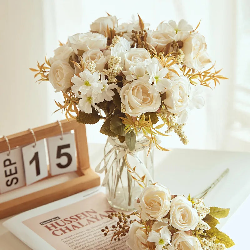 Artificial Silk Roses & Peony Bouquet | Wedding & Home Decor